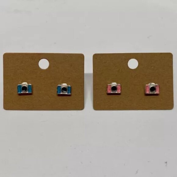 Claire's Sensitive Solutions Camera Earrings Pink Blue Photo Cameras 2 Pairs New - Picture 9 of 9